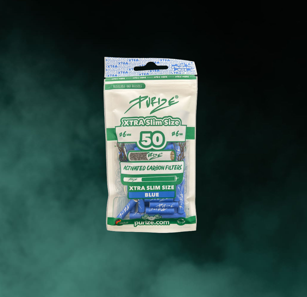 PURIZE XTRA Slim Size Aktivkohlefilter (ø 5,9 mm) - 50er Pack // Weiß