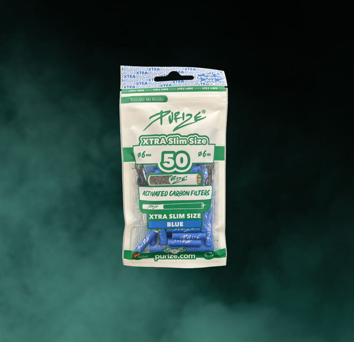 PURIZE XTRA Slim Size Aktivkohlefilter (ø 5,9 mm) - 50er Pack // Weiß