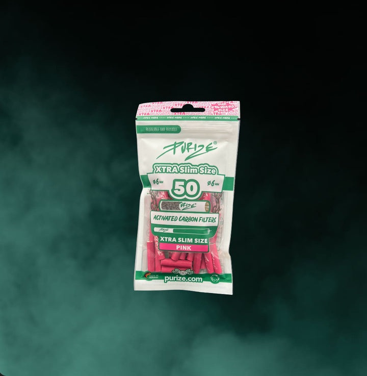 PURIZE XTRA Slim Size Aktivkohlefilter (ø 5,9 mm) - 50er Pack // Weiß